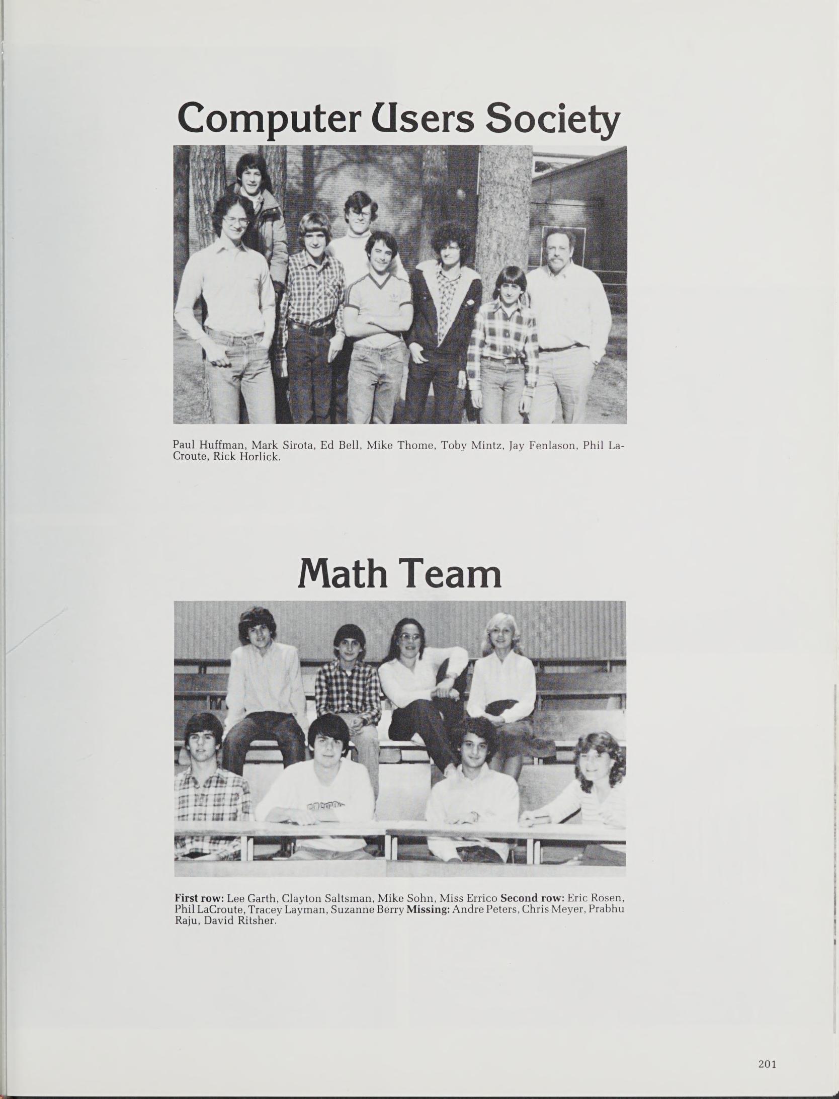 Computer Users Society, Lincoln-Sudbury, 1983. Mike Thome (fourth from left) and Jay Fenlason (sixth from left). Harvey had already left for Berkeley by this point.